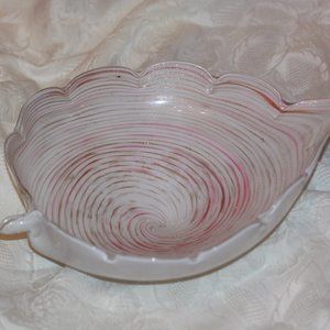 MCM Vintage Stunning Murano Glass Swirl Bowl-12” Gold/copper Flecks! -heavy